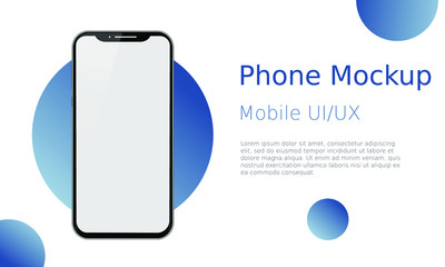 Smartphone frame less blank screen. Mockup generic device. Vector realistic smartphone template. Template for infographics or presentation UI design interface.