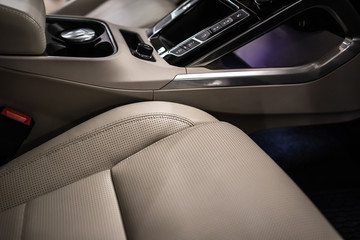 detail of leather element of modern car
