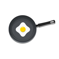 Morning breakfast - frying pan, fried eggs. Vector illustration.