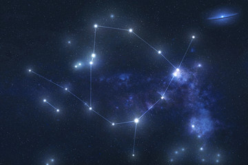 Ophiuchus constellation stars in outer space. Zodiac Sign Ophiuchus constellation lines. Elements...