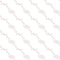 A simple seamless vector pattern with diagonal botanical ornament. Minimal surface print design. Great for backgrounds, cards and invitations.