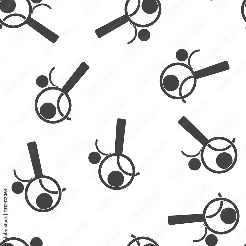 Poster vector image icon of man and magnifier. magnifying glass icon seamless pattern on a white background