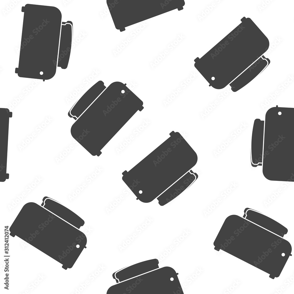 Poster vector image of a toaster and bread. kitchen appliances icon seamless pattern on a white background.