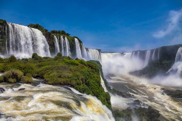 View of the Iguazu Falls. In the background, the Garganta del Diablo the Devil's Throat....