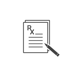 Medical prescription vector icon. Doctor's appointment on white isolated background. Layers grouped for easy editing illustration. For your design.