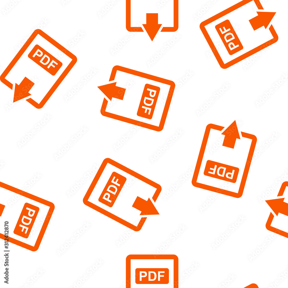 Poster pdf icon. downloads pdf document. vector colored icon seamless pattern on a white background.