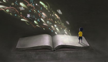little boy with fantasy book, education concept © Jorm Sangsorn