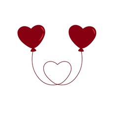 Balloons in the shape of a heart. Happy Valentines Day. Feast of love, February 14th. On white background vector