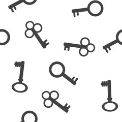 Vector keys icon. Set of vintage keys illustration seamless pattern on a white background.
