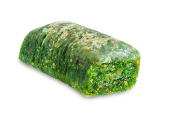 Pistachio nuts baklava, Oriental sweetness on a white isolated background