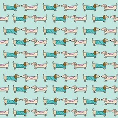 dachshund pattern in light blue background