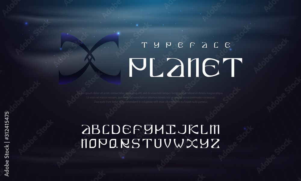 Poster vector futuristic display font design, alphabet, character set, typeface, typography, letters and nu