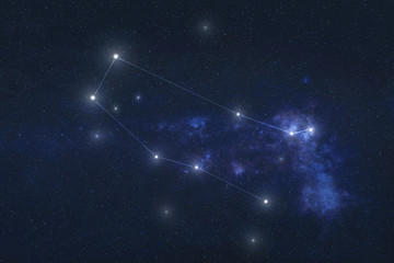 Gemini constellation stars in outer space. Zodiac Sign Gemini constellation lines. Elements of this image were furnished by NASA 