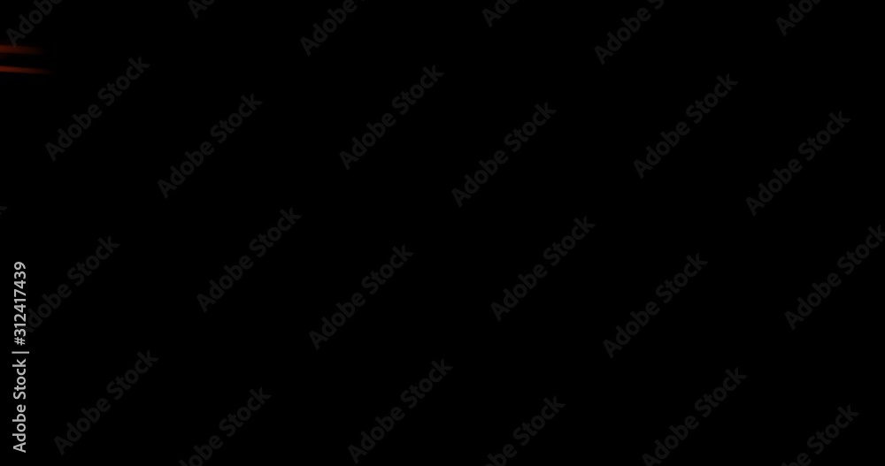 Aufkleber Light wave with trail path effect, orange neon glowing trace and energy flash. Magic glow swirl of optical fiber technology and bright light in motion curve on black background
