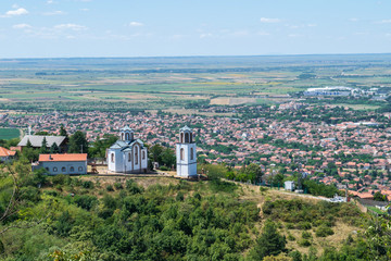 Fototapeta premium Krsta Chapel above the city of Vrsac, Serbia