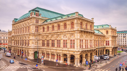 Festive city landscape - view of the Vienna State Opera on Christmas eve, Austria