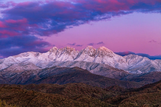 Snow Clad Four Peaks Mountain Range Outside Phoenix AZ