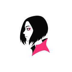 Anime girl graphic vector illustration isolated logo 