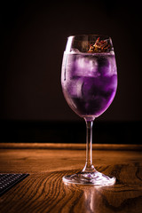 alcoholic beverage prepared in a glass with ice