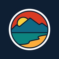 simple logo badge mountain design, for t-shirt prints, patches, emblems, posters, badges and labels and other uses