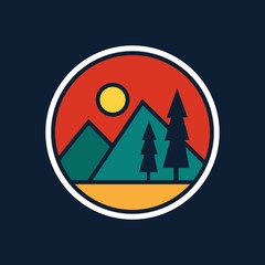 simple logo badge mountain design, for t-shirt prints, patches, emblems, posters, badges and labels and other uses