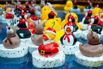 Fairground hook a  santa claus  chance game concept fo risk and luck.