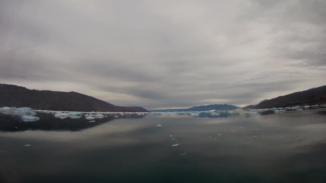 Timelapse made from expedition ship in Grenland. Ice navigation.