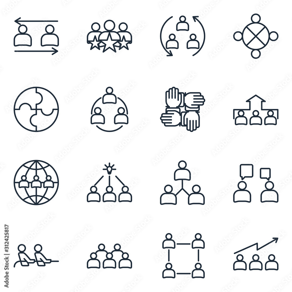 Leinwandbilder management team set icon template color editable. startup and teamwork pack symbol vector sign isola
