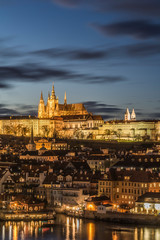 Fototapeta na wymiar The Lesser Town of Prague beneath the Prague Castle at dusk. Czech Republic
