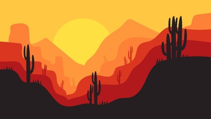 Fototapeta premium simple desert landscape background design, for landing pages, webs, posters, banners, and others