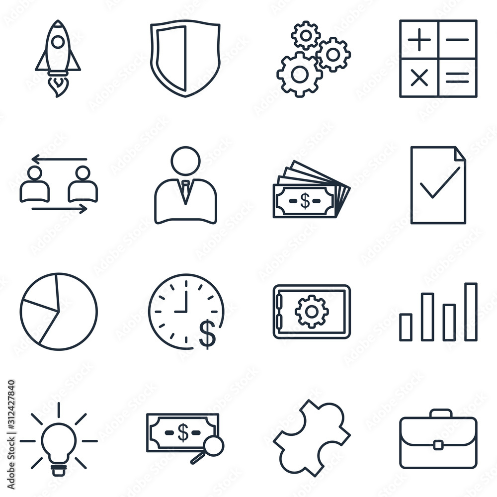 Poster business and finance set icon template color editable. business and finance pack symbol vector sign 