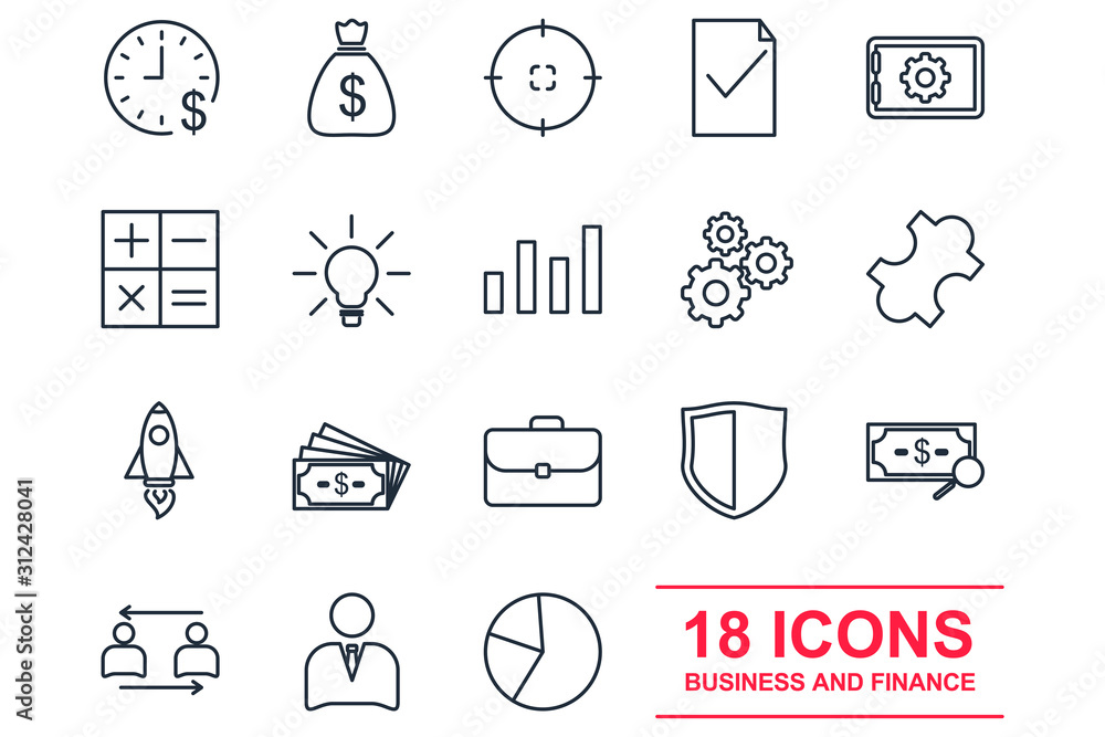 Aufkleber business and finance set icon template color editable. business and finance pack symbol vector sign 