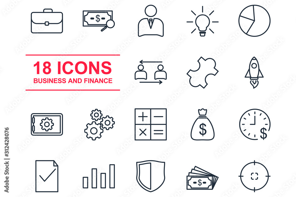 Aufkleber business and finance set icon template color editable. business and finance pack symbol vector sign 