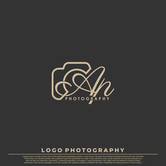 Initial Letter AP with camera. Logo photography simple luxury vector.