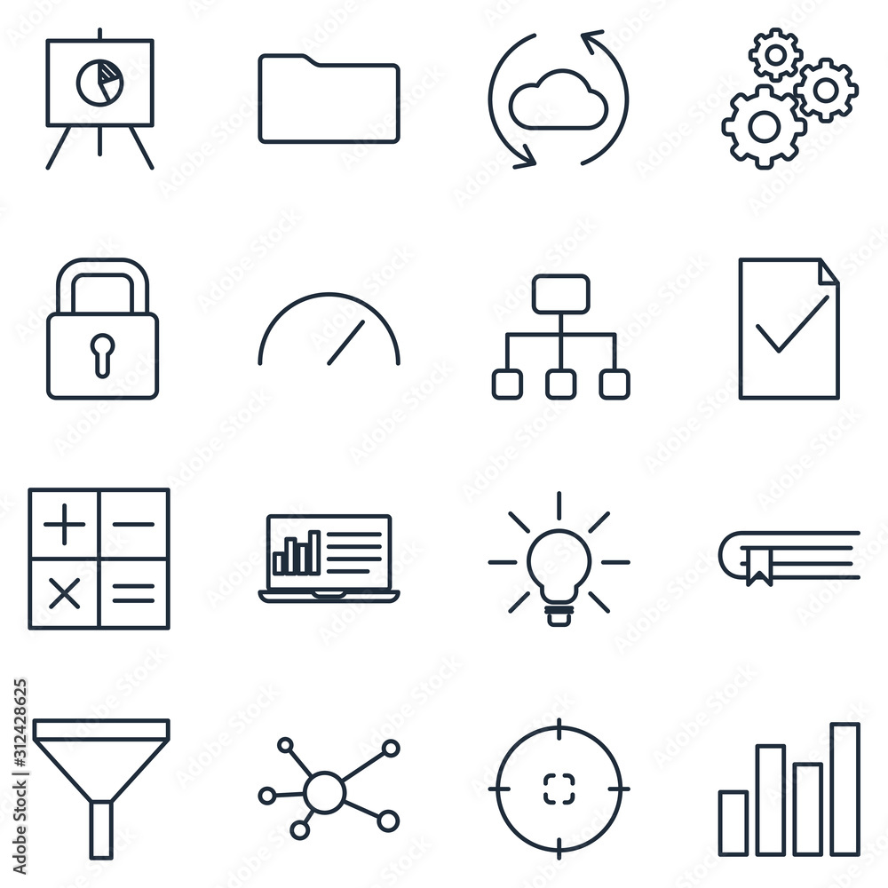 Poster data analysis set icon template color editable. statistics pack symbol vector sign isolated on white