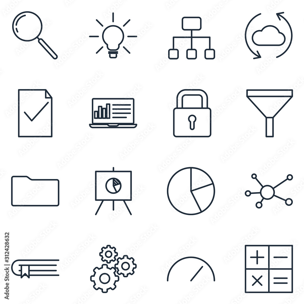 Poster data analysis set icon template color editable. statistics pack symbol vector sign isolated on white