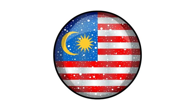 Animated Malaysia flag cartoon illustration with glitter animation