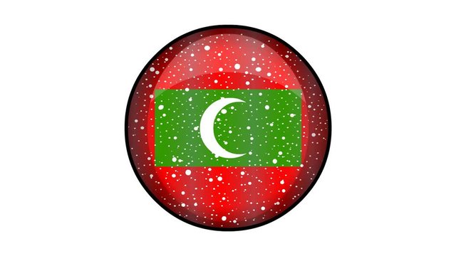 Animated Maldive flag cartoon illustration with glitter animation
