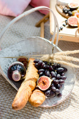 Fresh fruits on a plate outdoors