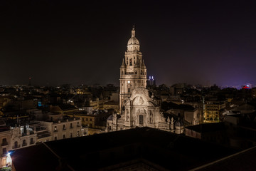 Fototapeta na wymiar Aerial view of the night city of Murcia. Spain