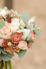 Beautiful wedding bouquet with roses
