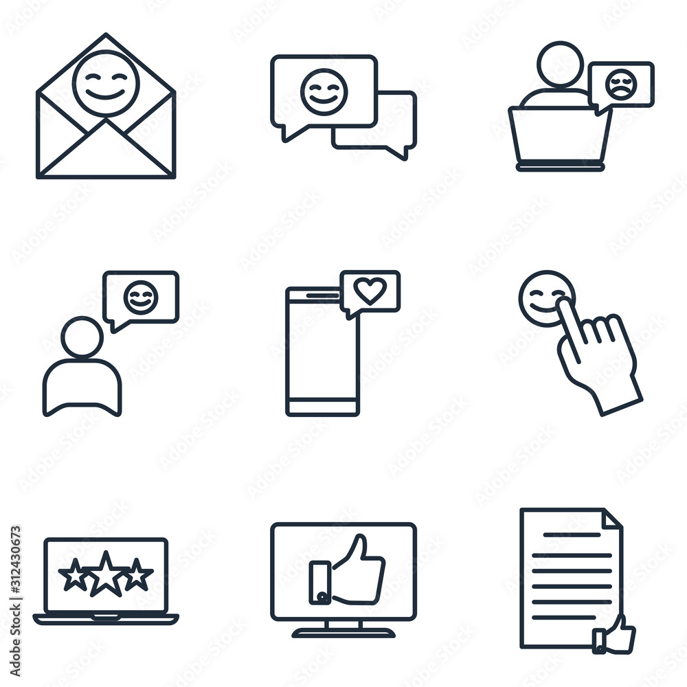 Fototapete feedback set icon template color editable. rating pack symbol vector sign isolated on white backgrou
