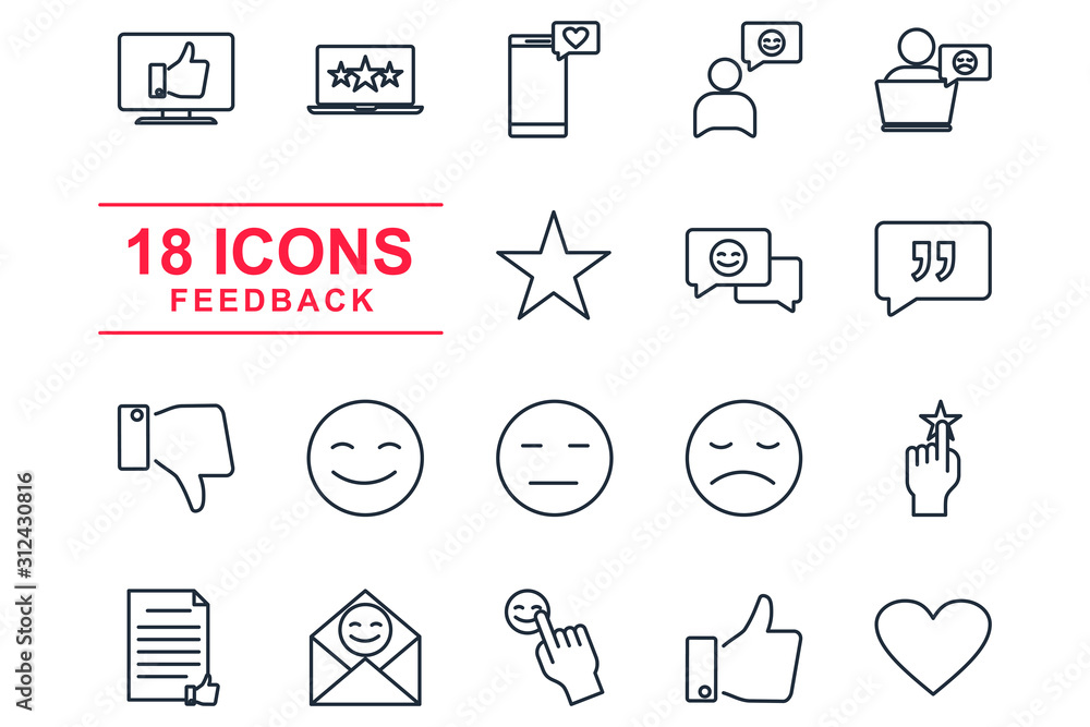 Fototapete Feedback Set icon template color editable. rating pack symbol vector sign isolated on white background illustration for graphic and web design.