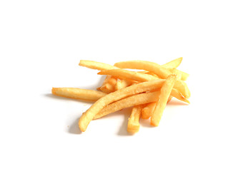 pile of french fries isolated on white background