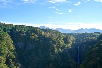 巨大な吊り橋から見る秋の情景＠大分