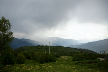 Fototapeta premium Landscape Georgian mountains green tourism