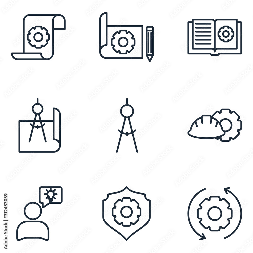 Poster seo set icon template color editable. enginering pack symbol vector sign isolated on white backgroun