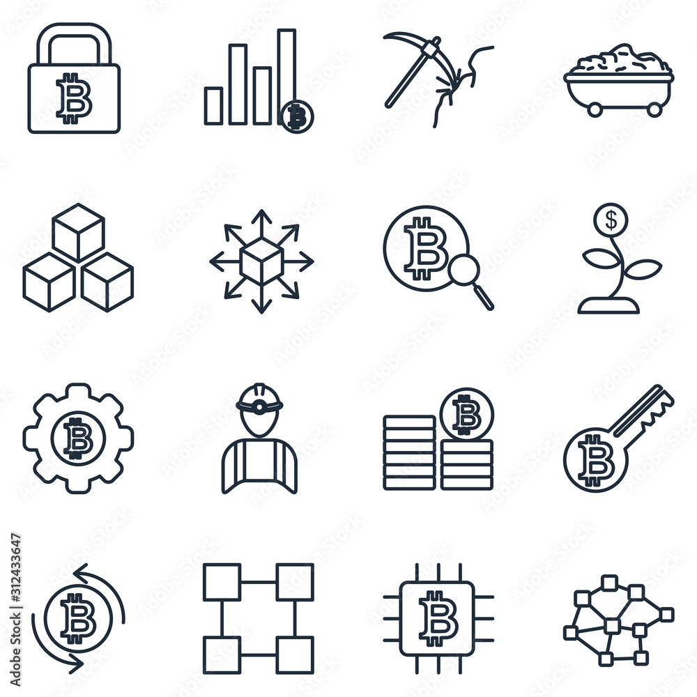 Poster blockchain set icon template color editable. blockchain cryptocurrency pack symbol vector sign isola