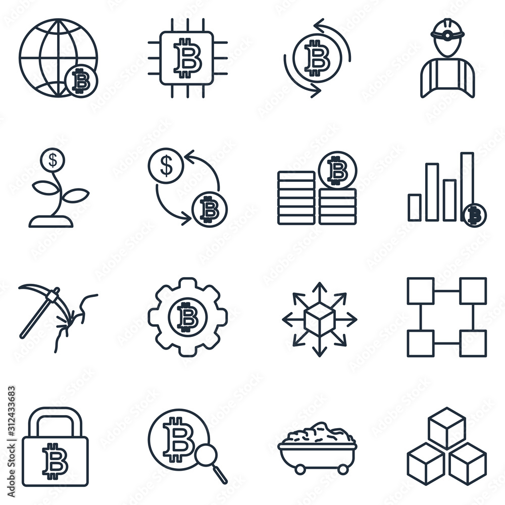 Leinwandbilder blockchain set icon template color editable. blockchain cryptocurrency pack symbol vector sign isola