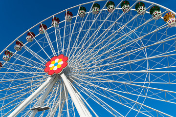 Fragment of Prater amusement park - giant ferris wheel in Vienna, Austria. Popular tourist...
